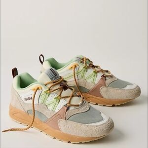 Free People X Karhu Fusion 2.0  Turtledove In Shadow Lime Sneakers Unisex Sz 9.5